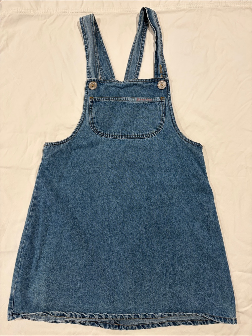 Vintage Y2K Squeeze Jeans NY Denim Overall Jumper Dress Blue Medium